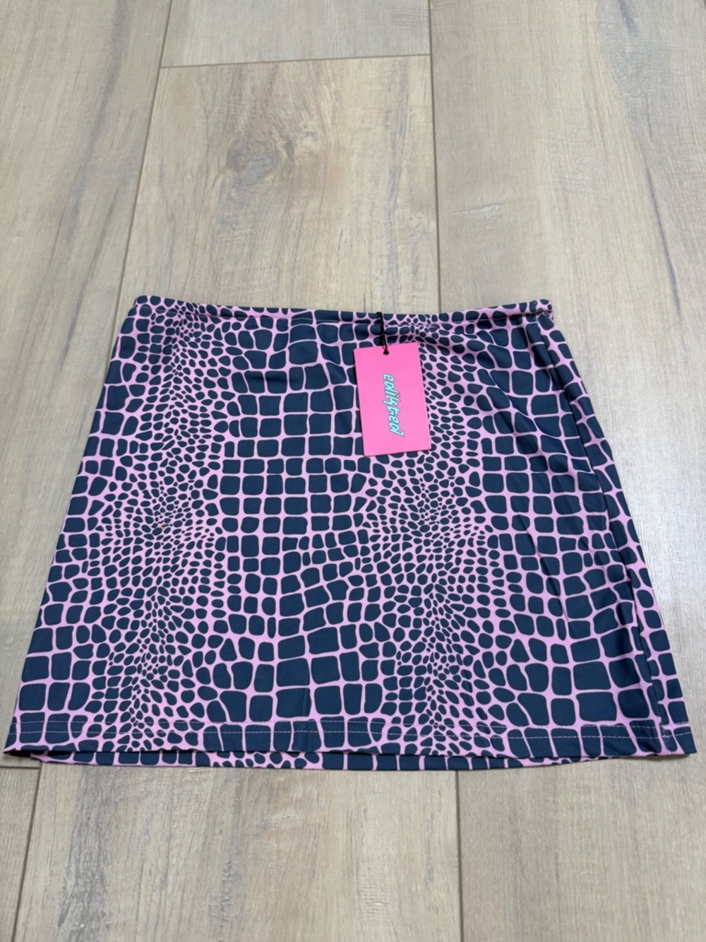 Edikted Pink and Black Geometric Mini Skirt
